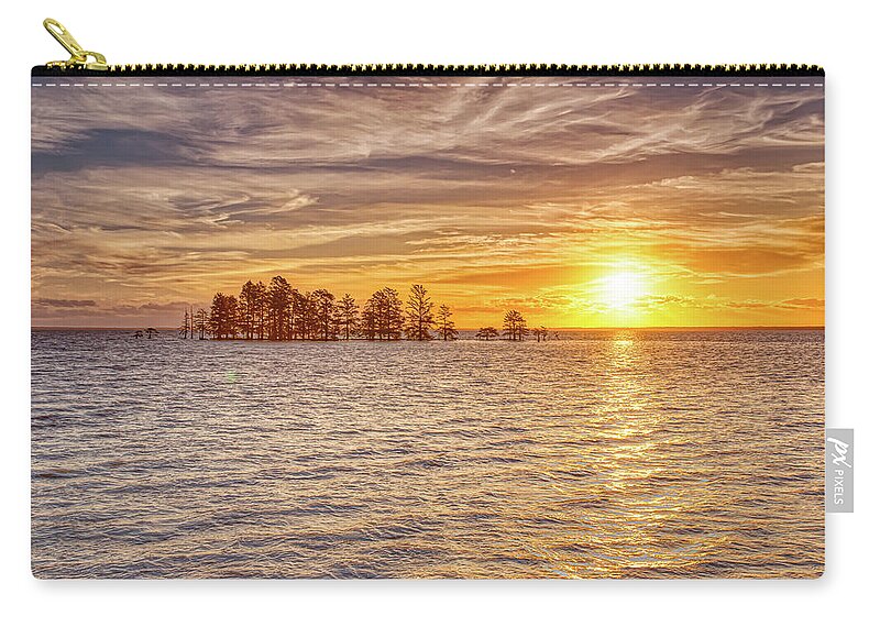Lake Zip Pouch featuring the photograph Lake Mattamuskeet Sunrise by Donna Twiford