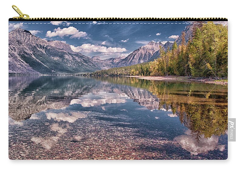 Scenics Zip Pouch featuring the photograph Lake Mcdonald Reflection by Jan Maguire Photography
