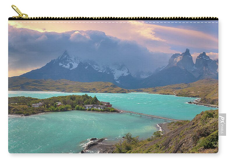 Lake Pehoe Zip Pouch featuring the photograph Lake Pehoe, Torres del Paine National Park by Giovanni Allievi
