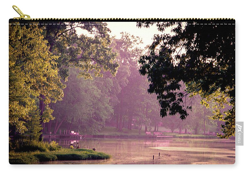 Lakeside Zip Pouch featuring the photograph Lakeside Dawn by Barry Jones