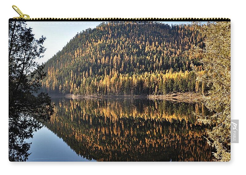 Landscape Zip Pouch featuring the photograph Lakeside Reflections by Mike Helland