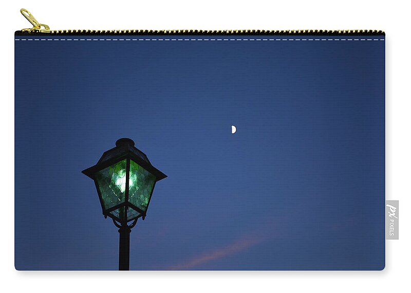 Argegno Zip Pouch featuring the photograph Lamppost and the Moon by Fabio Caironi