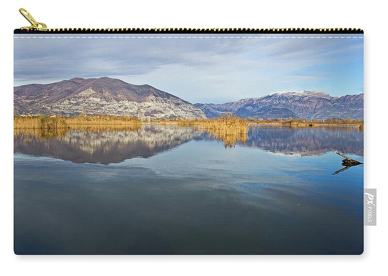 Scenics Zip Pouch featuring the photograph Landscape Of Sebino With Lake Iseo by Apostoli Rossella