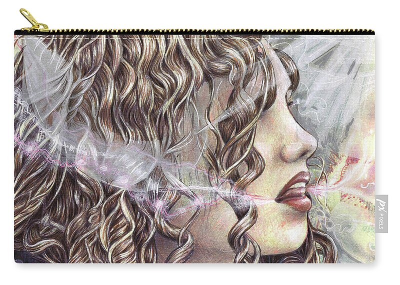 Pen Drawing Zip Pouch featuring the painting Language by Jeremy Robinson