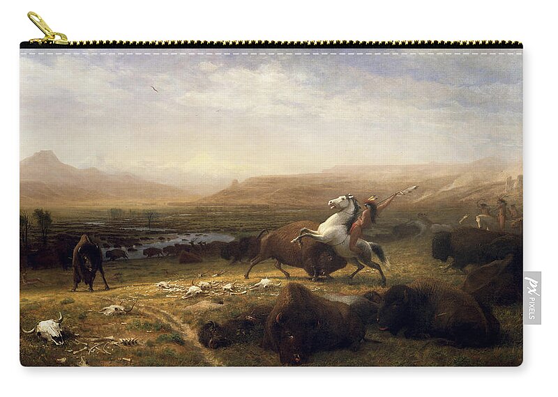 Bufalo Zip Pouch featuring the painting Last of the Buffalo Hunt by Troy Caperton