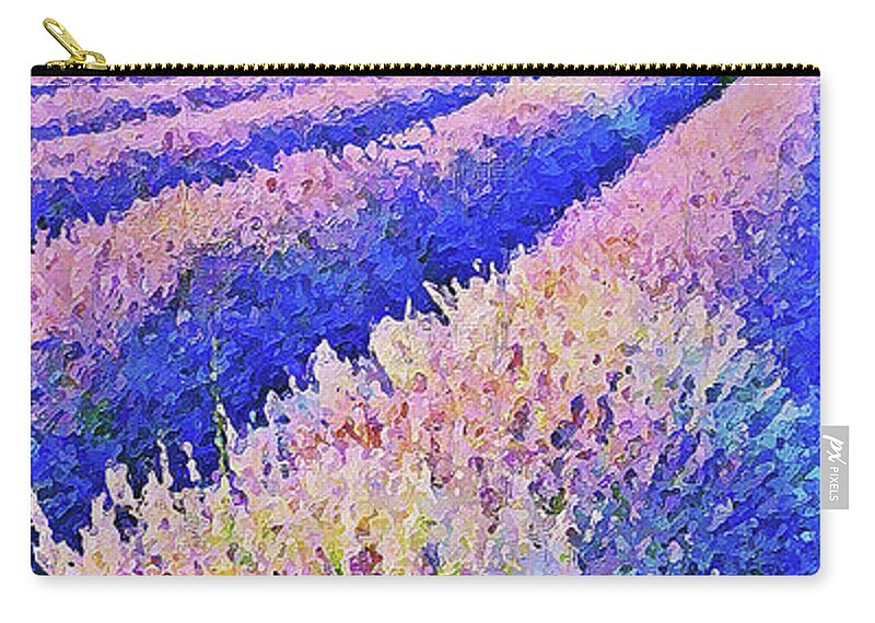 Lavender Zip Pouch featuring the painting Lavender fields - 08 by AM FineArtPrints