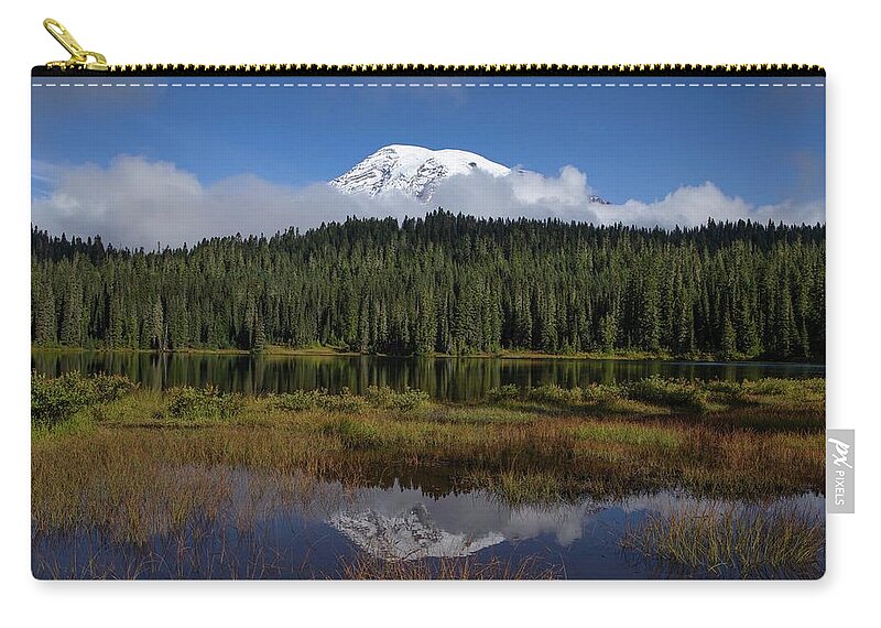 Layers At Reflection Lake Zip Pouch featuring the photograph Layers at Reflection Lake by Lynn Hopwood