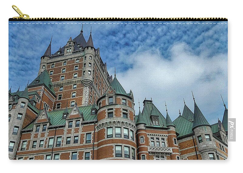 Le Chateau Frontenac Zip Pouch featuring the photograph Le Chateau Frontenac by Amy Dundon