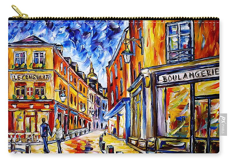 I Love Paris Carry-all Pouch featuring the painting Le Consulat, Montmartre by Mirek Kuzniar