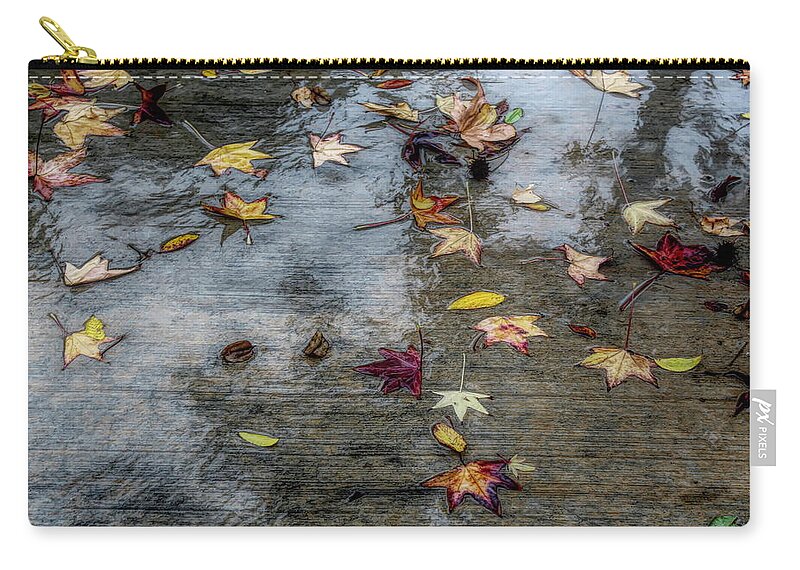 Leaves Zip Pouch featuring the photograph Leaves in the Rain by Alison Frank
