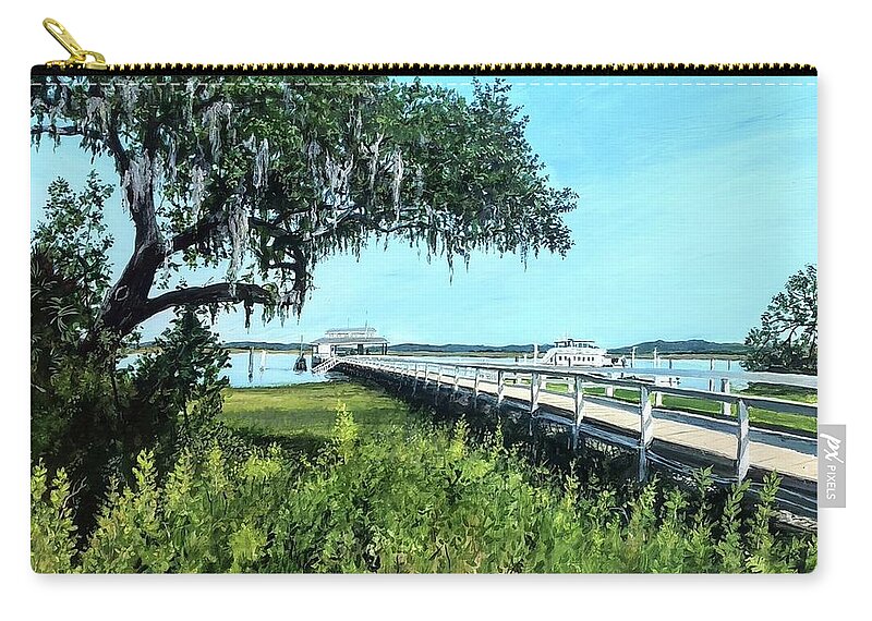 Daufuskie Island Zip Pouch featuring the painting Leaving For Now by William Brody