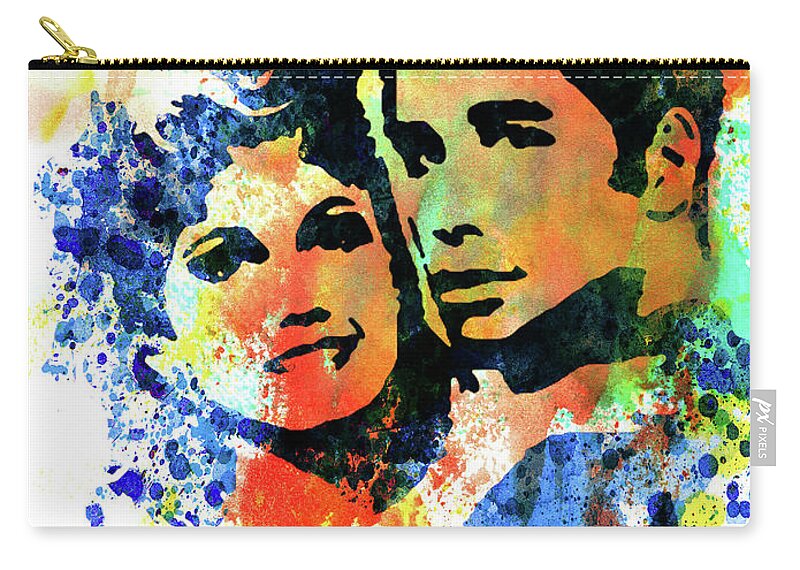 Grease Zip Pouch featuring the mixed media Legendary Grease Watercolor by Naxart Studio