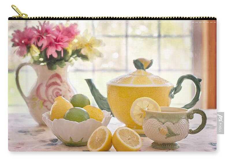 Cute Zip Pouch featuring the photograph Lemon tea by Top Wallpapers