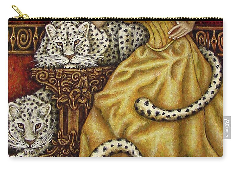 Cat Lady Zip Pouch featuring the painting Leopard's Lair by Amy E Fraser