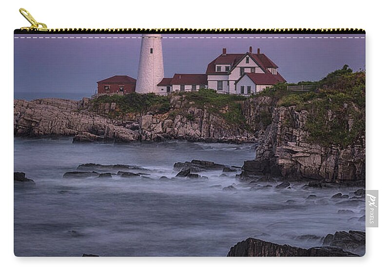 Maine Zip Pouch featuring the photograph Let The Tide Roll by Robert Fawcett