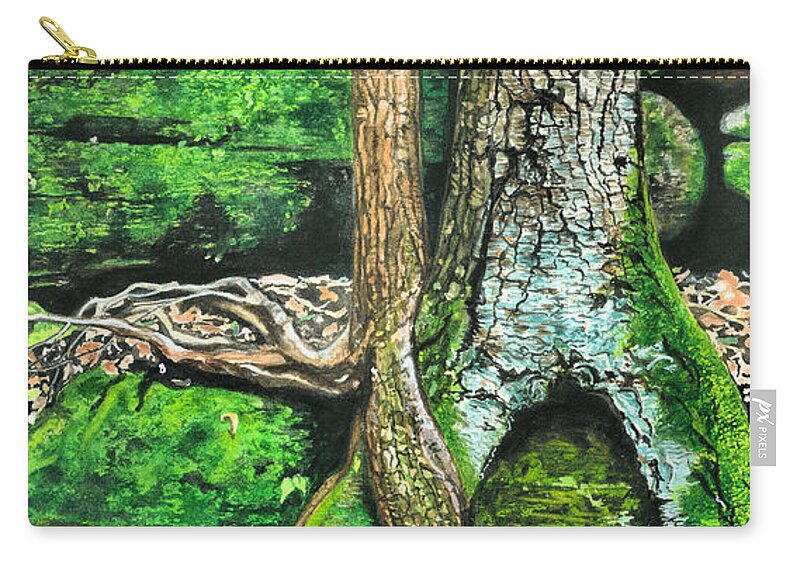 Watercolor Trees Zip Pouch featuring the painting Life Finds a Way by Barbara Jewell