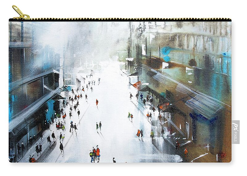 Painting Of Life In A Northern Town Zip Pouch featuring the painting Life in a Northern Town by Neil McBride