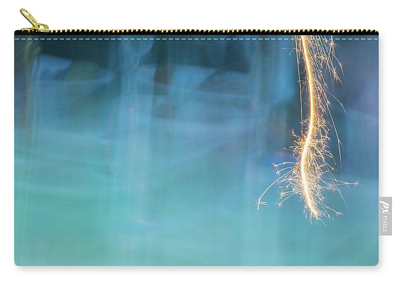 Light Painting Zip Pouch featuring the photograph Light Trails and Aquamarine by Liz Albro