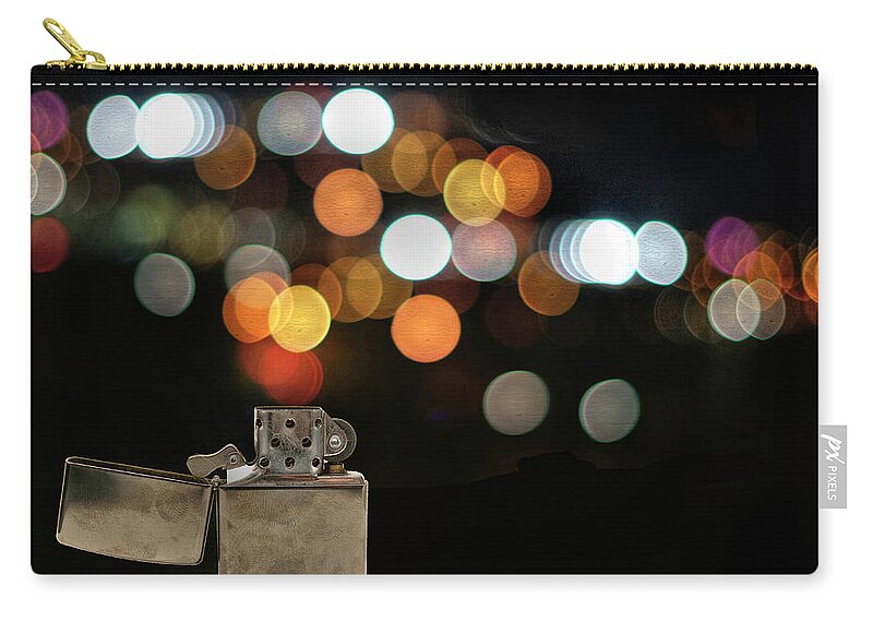 Cigarette Lighter Zip Pouch featuring the photograph Lighter And Bokeh by Image By Darren Nunis