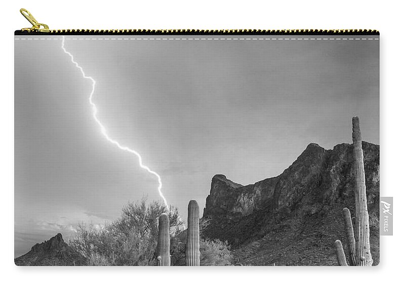 Disk1216 Zip Pouch featuring the photograph Lighting Over Picacho Peak by Tim Fitzharris