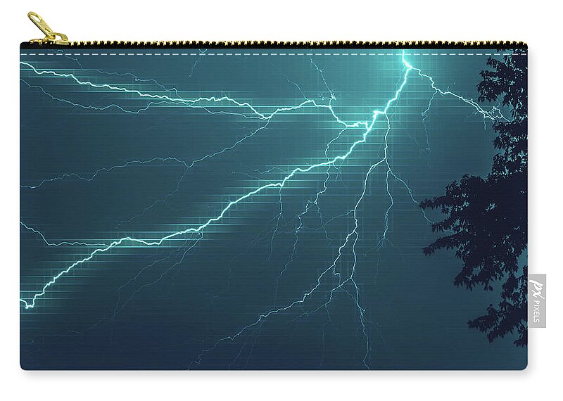 Lightning Zip Pouch featuring the photograph Lightning Grid by Jason Fink