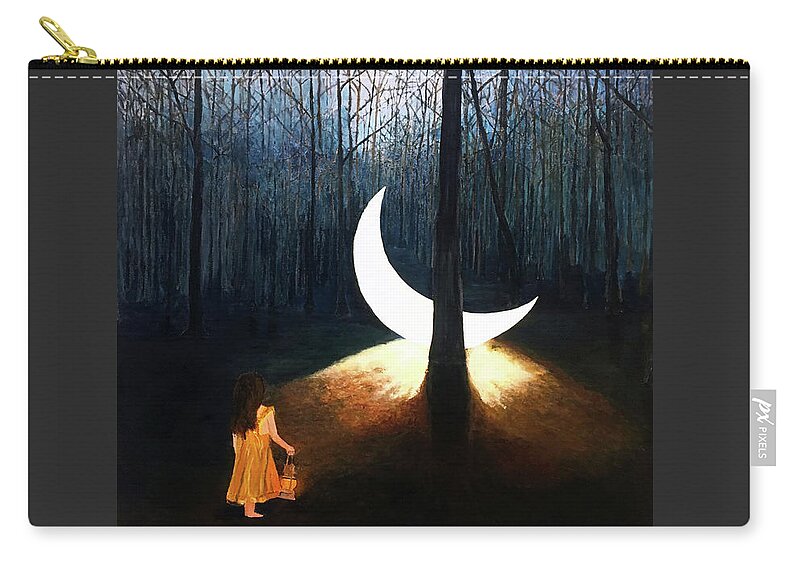 Moon Zip Pouch featuring the painting L'il Luna by Thomas Blood