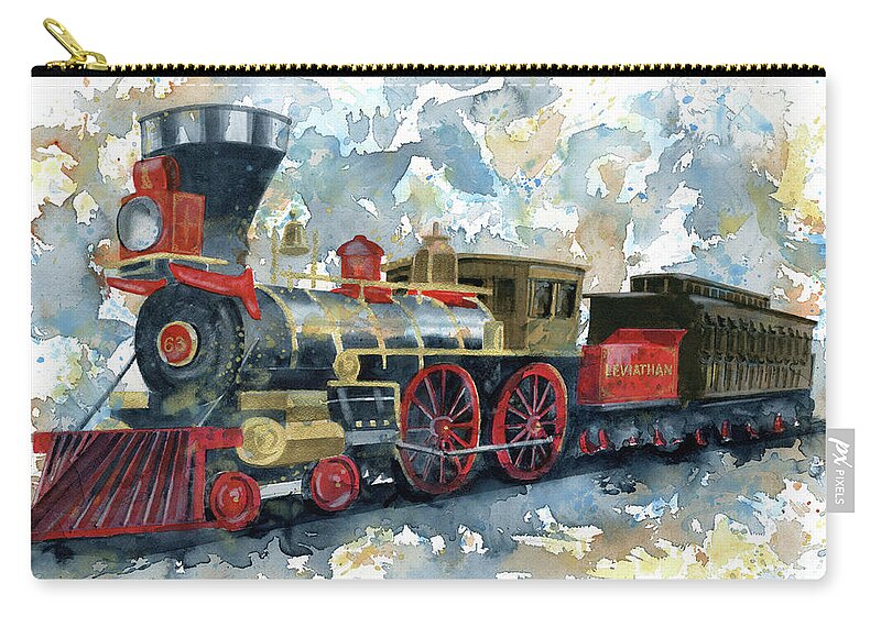 Train Zip Pouch featuring the painting Lincoln Funeral Train by Marsha Elliott