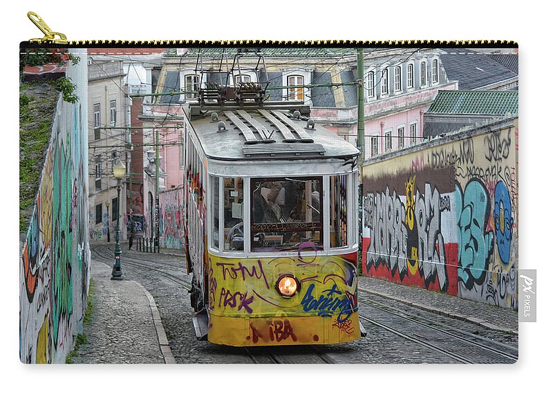 Transportation Zip Pouch featuring the photograph Lisbon electrical tramway by Joachim G Pinkawa