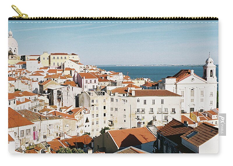 Tranquility Zip Pouch featuring the photograph Lisbon Old Town On A Sunny Day by By Marin.tomic