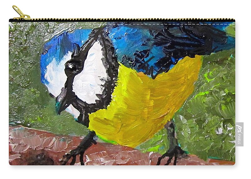 Bird Carry-all Pouch featuring the painting Little Blue Tit by Barbara O'Toole