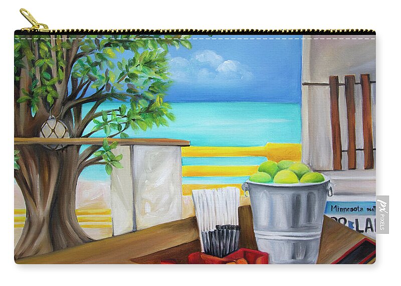 Speightstown Zip Pouch featuring the painting Little Bristol Beach Bar No 01 by Barbara Noel