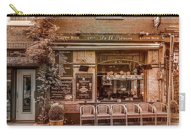 Garden Zip Pouch featuring the photograph Little Pub Downtown Amsterdam Old World Charm by Debra and Dave Vanderlaan