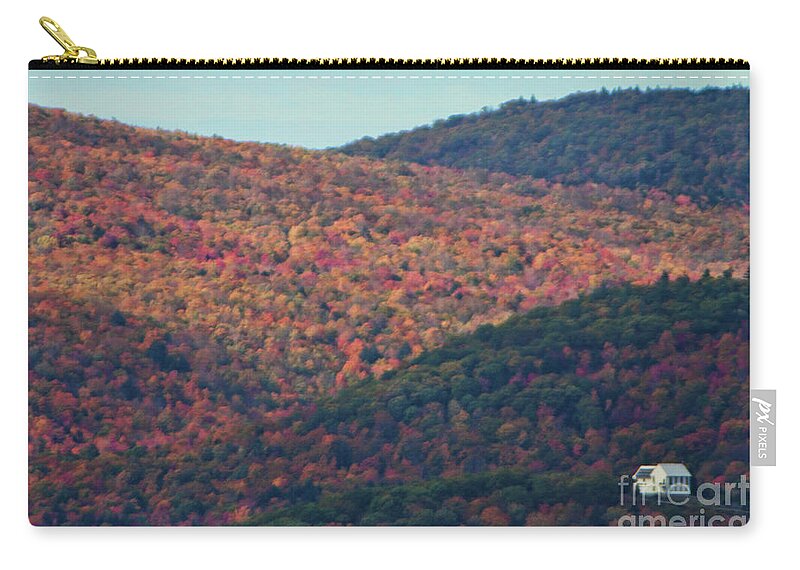 Colorful Zip Pouch featuring the photograph Little White House in the rainbow woods by Xine Segalas