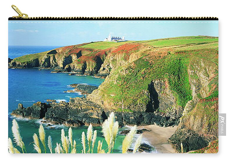 Scenics Zip Pouch featuring the photograph Lizard Peninsula, Lighthouse In by Peter Adams