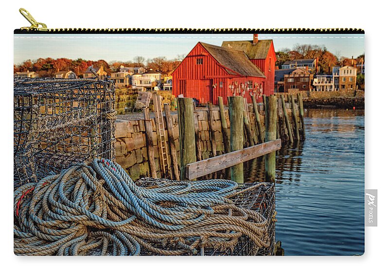Massachusetts Zip Pouch featuring the photograph Lobster Traps and Line at Motif #1 by Jeff Sinon