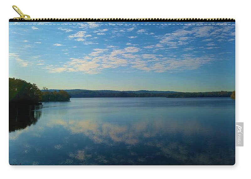 Lake Zip Pouch featuring the photograph Loch Raven Reservoir Bridge by Chris Montcalmo
