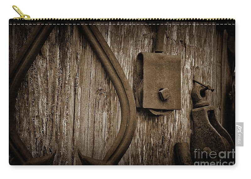 Railroad-equipment Zip Pouch featuring the digital art Logging Tools by Kirt Tisdale