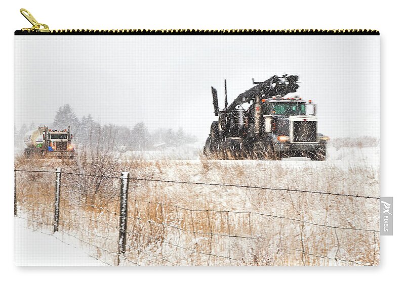  Trucks Zip Pouch featuring the photograph Logging Truck by Theresa Tahara