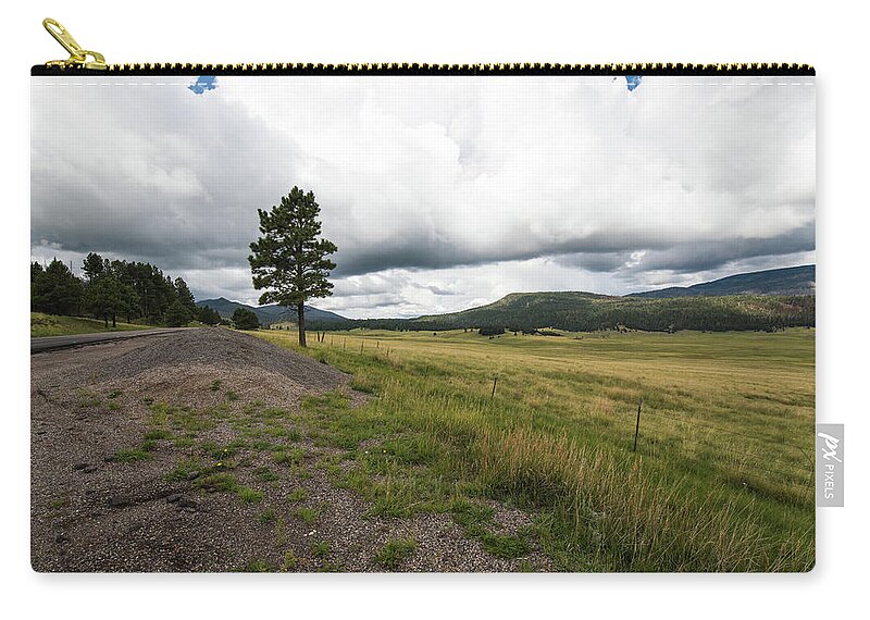 Lone Pine At Valle Grande Zip Pouch featuring the photograph Lone Pine at Valle Grande by Tom Cochran