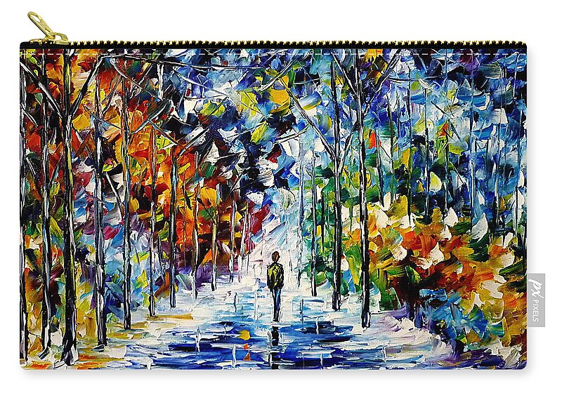 Winter Painting Carry-all Pouch featuring the painting Lonely Winter Day by Mirek Kuzniar
