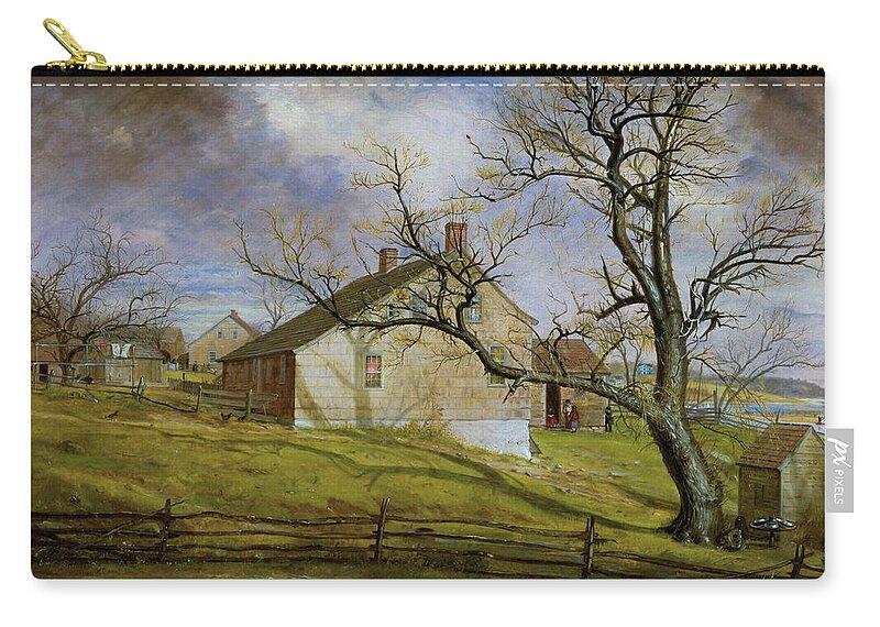 Cabin Zip Pouch featuring the photograph Long Island Farm Houses                          by William Sidney Mount