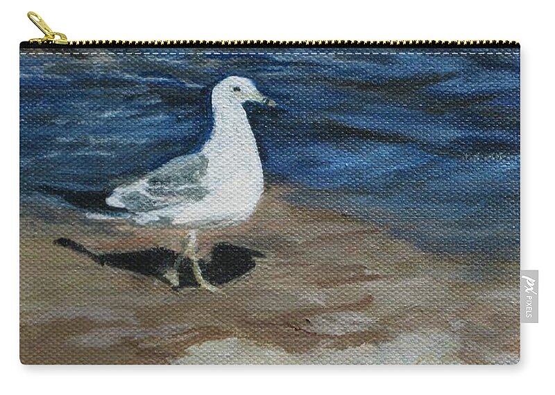 Seagull Zip Pouch featuring the painting Looking For Food by Paula Pagliughi
