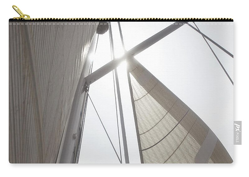 Outdoors Zip Pouch featuring the photograph Looking Up To Full Sails, Backlit by Siri Stafford