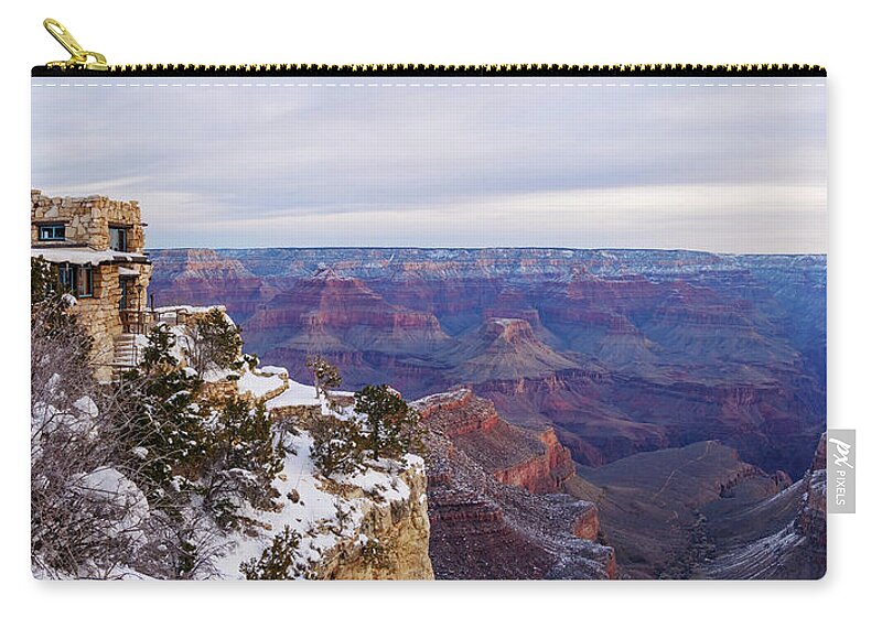 American Southwest Zip Pouch featuring the photograph Lookout Studio and the Grand Canyon-Morning by Todd Bannor