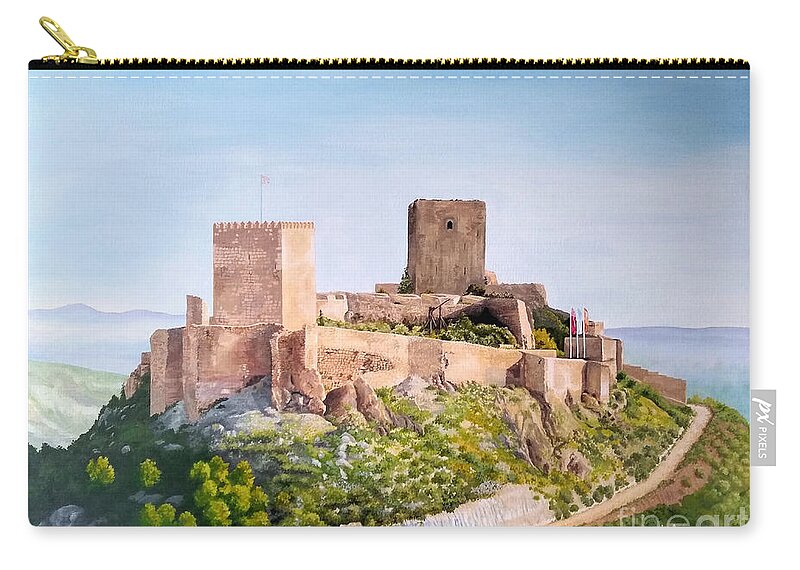 Lorca Castle Zip Pouch featuring the painting Lorca Castle by Julia Underwood