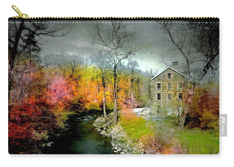 Autumn Zip Pouch featuring the photograph Lorillard Mill by Diana Angstadt