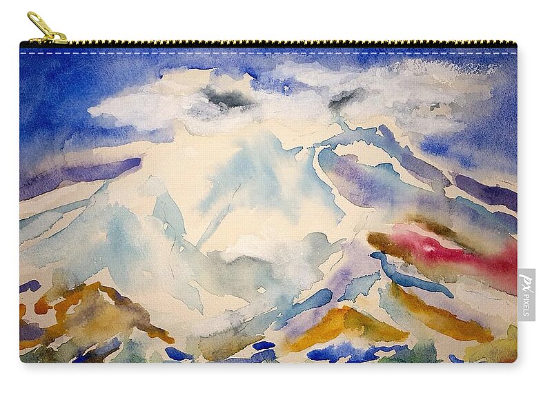 Watercolor Zip Pouch featuring the painting Lost Mountain Lore by John Klobucher