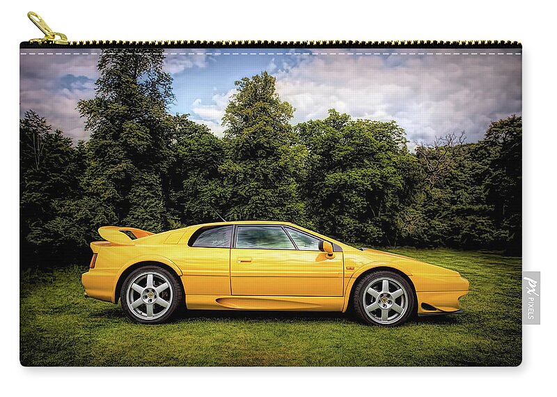 Lotus Zip Pouch featuring the photograph Yellow Lotus Esprit GT by Carl H Payne