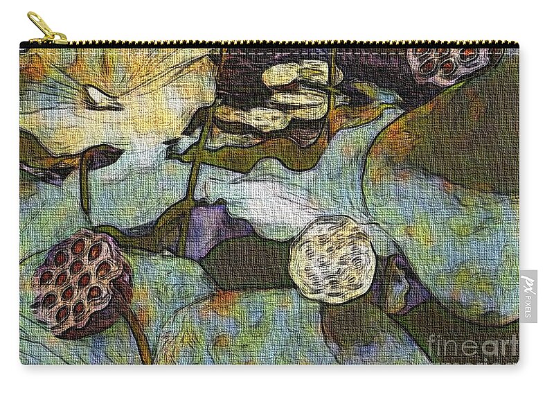 Photography Zip Pouch featuring the digital art Lotus Pods by Kathie Chicoine