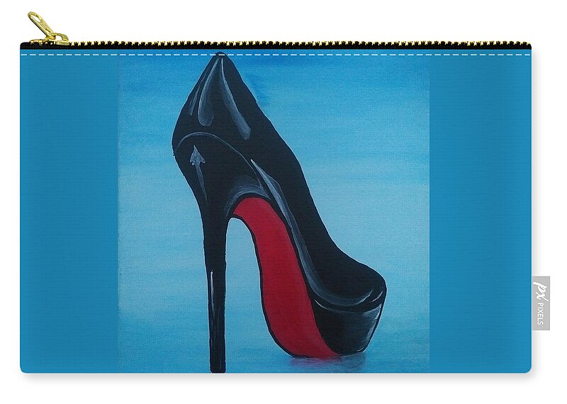 Louboutin Zip Pouch featuring the painting Louboutin by Lynne McQueen